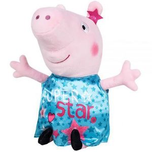 Jucarie din plus Peppa Pig cu rochie turcoaz din satin, 17 cm imagine