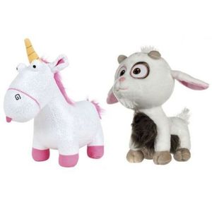 Set 2 jucarii din plus Sparkle Fluffy Unicorn 24 cm & Unigoat 27 cm, Minions imagine