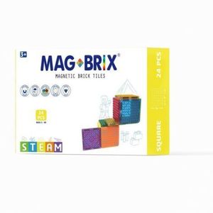 Set magnetic Magbrix 24 piese patrate - compatibil cu caramizi de constructie tip Lego imagine