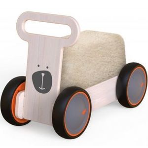 Jucarie din lemn 3 in 1 Ursulet DriveMe Soft: masinuta ride-on, premergator si carucior de jucarii MamaToyz imagine