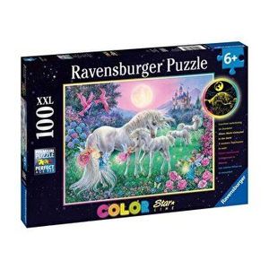 Puzzle Ravensburger - Unicorn la lumina lunii, 100 piese starline imagine