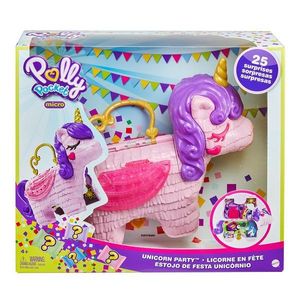 Set de joaca cu 2 papusi si 20 accesorii, Polly Pocket, Pinata Party Unicorn imagine