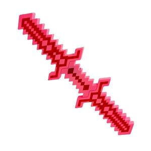 Sabie dubla Minecraft cu sunete si lumini specifice, Diamond Double sward, pentru copii, 70 cm, Albastru imagine