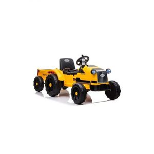 Tractor electric cu remorca pentru copii galben imagine