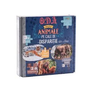 Puzzle 150 de piese. Oda pentru Animale pe cale de disparitie din Asia: Tigrul Siberian, Urangutanul si Elefantul Asiatic imagine