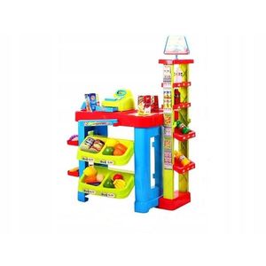 Set de joaca MalPlay Supermarket pentru copii, casa de marcat, alimente si cos de cumparaturi, 80 cm imagine