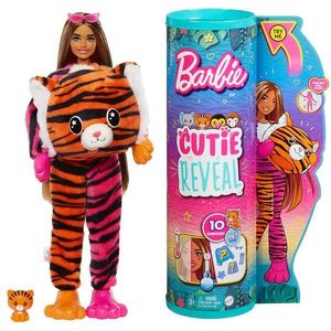 Papusa Barbie, Seria Jungle, Cutie Reveal, Tiger, 10 surprize, HKP99 imagine