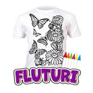 Tricou de colorat cu markere lavabile Fluturi 5-6 ani imagine