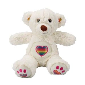 Ursulet de plus, Puffy Friends, Rainbow Heart, Alb, 30 cm imagine