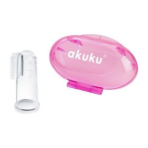 Periuta de dinti si masaj pentru gingii Akuku din silicon roz imagine