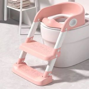 Reductor toaleta cu scarita si inaltime reglabila Little Mom Step by Step Pink imagine