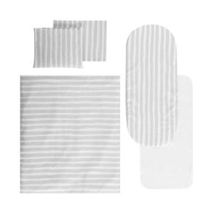 Set lenjerie pentru carucior cu protectie impermeabila 7 piese Grey Striped imagine