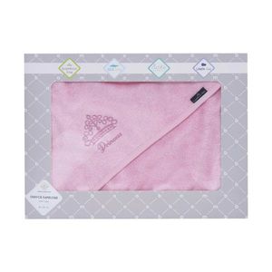 Prosop din fibra de bambus cu gluga pentru bebelusi si copii Hands-free Princess Pink 85x85cm imagine