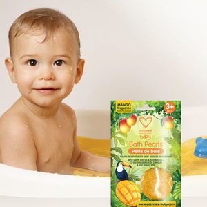 Perle de baie EasyCare Baby cu parfum de mango cu uree si uleiuri din seminte de struguri si avocado 75g imagine