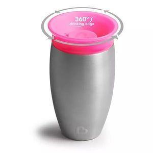 Cana Miracle 360 Munchkin Stainless Steel 296ml 12L+ pink imagine