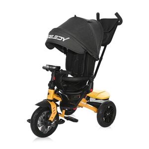 Tricicleta multifunctionala, 4 in 1, roti gonflabile, scaun rotativ, Lorelli Speedy Air, Yellow Black imagine