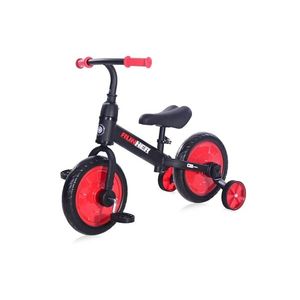 Bicicleta de echilibru, 2 in 1, cu pedale si roti auxiliare, Lorelli Runner, Black Red imagine