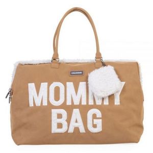 Geanta de infasat Childhome Mommy Bag, aspect piele intoarsa Bej imagine