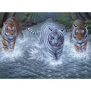 Pictura pe numere juniori - 3 tigri imagine