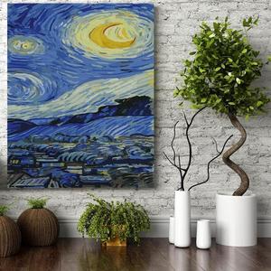 Set pictura pe numere (panza) Noapte instelata - Van Gogh Triptic III 50x40 cm imagine
