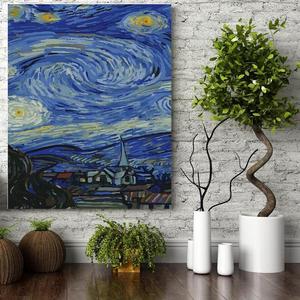 Set pictura pe numere (panza) Noapte instelata - Van Gogh Triptic II 50x40 cm imagine