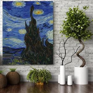 Set pictura pe numere (panza) Noapte instelata - Van Gogh Triptic I 50x40 cm imagine
