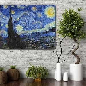 Set pictura pe numere (panza) Noapte instelata Vincent Van Gogh 40x50 cm imagine