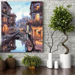 Set pictura pe numere (panza) Canal in Venetia 50x40 cm imagine