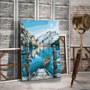 Set pictura pe numere (panza) Barci pe lacul Bries 50x40 cm imagine