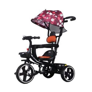 Tricicleta bebelusi cu copertina retractabila si maner parental pentru copii intre 2 si 6 ani, Rosie imagine