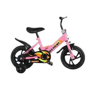 Bicicleta cu roti ajutatoare pentru copii intre 2 si 6 ani, Roz, Pedale si frane, ghidon si sezut reglabil, Roti EVA de 12 inch imagine