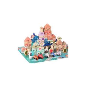 Set oras tip puzzle, din lemn pentru copii, blocuri cu numere si litere, 135 buc, LeanToys, 9830 imagine