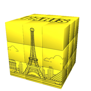 Cub Rubik - Design - Travel: Paris Skyline Neon Yellow | Iconicube imagine