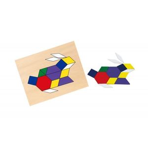 Set mozaic tangram, Viga, din lemn cu modele imagine