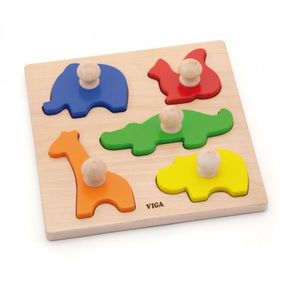 Puzzle Viga, Montessori cu maner, Animale imagine