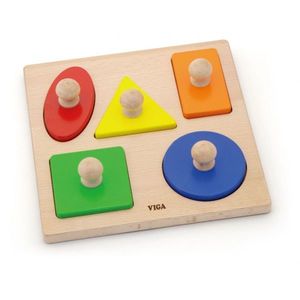 Puzzle Viga, Montessori cu maner, Forme geometrice imagine