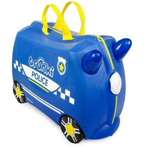 Valiza pentru copii Ride-On Masina de Politie Percy Trunki, Albastru, 46 cm imagine