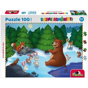 Puzzle 100 piese, Noriel Basme Romanesti, Ursul pacalit de vulpe imagine