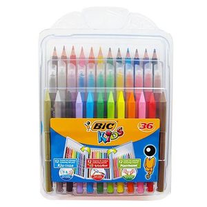 Set de colorat, Bic, 12 creioane, 12 markere si 12 creioane cerate imagine
