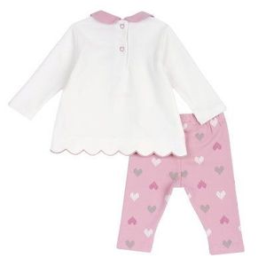 Costum copii Chicco, bluza si colanti, alb cu roz, 75672-65MFCO imagine