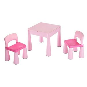 Set masuta si doua scaune New Baby cu parte reversibila Lego Duplo pink imagine