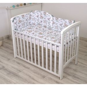 Set lenjerie Amy din bumbac cu protectie laterala pentru pat bebe 120 x 60 cm Forest imagine