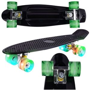 Skateboard cu led-uri pentru copii 56x15cm Black imagine