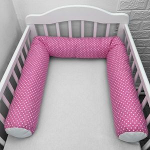 Perna bumper Deseda pentru pat bebe 180 cm buline pe roz imagine
