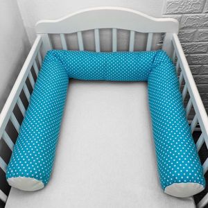 Perna bumper Deseda pentru pat bebe 180 cm buline pe turquise imagine