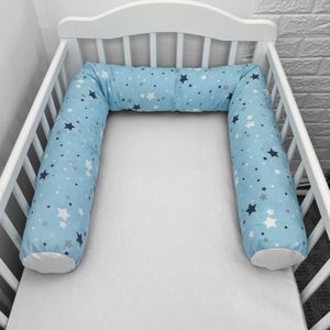 Perna bumper Deseda pentru pat bebe 180 cm stelute gri pe albastru imagine