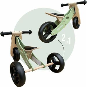 Bicicleta fara pedale Free2Move din lemn transformabila Mint imagine