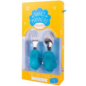 Set tacamuri pentru toddleri furculita si lingura etapa 2 Albastru imagine