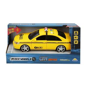 Masina de taxi cu lumini si sunete, Maxx Wheels, 24 cm, Galben imagine