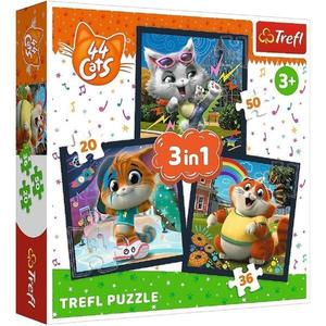 Puzzle Trefl 3 In 1 44 Cats Pisicile Dragalase imagine
